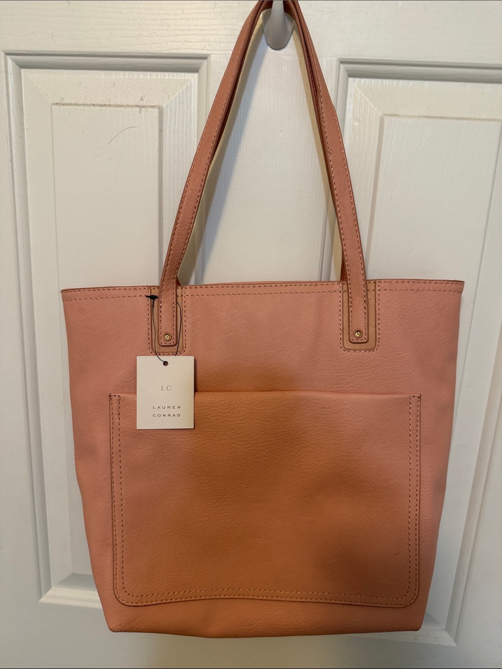 LC Lauren Conrad Blush Pink Leather Tote with Front Pocket